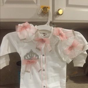 Handmade baby girl  take home outfit